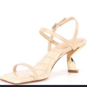 Antonio Melani Fran cream slingback metallic gold sculptural heels size 7.5